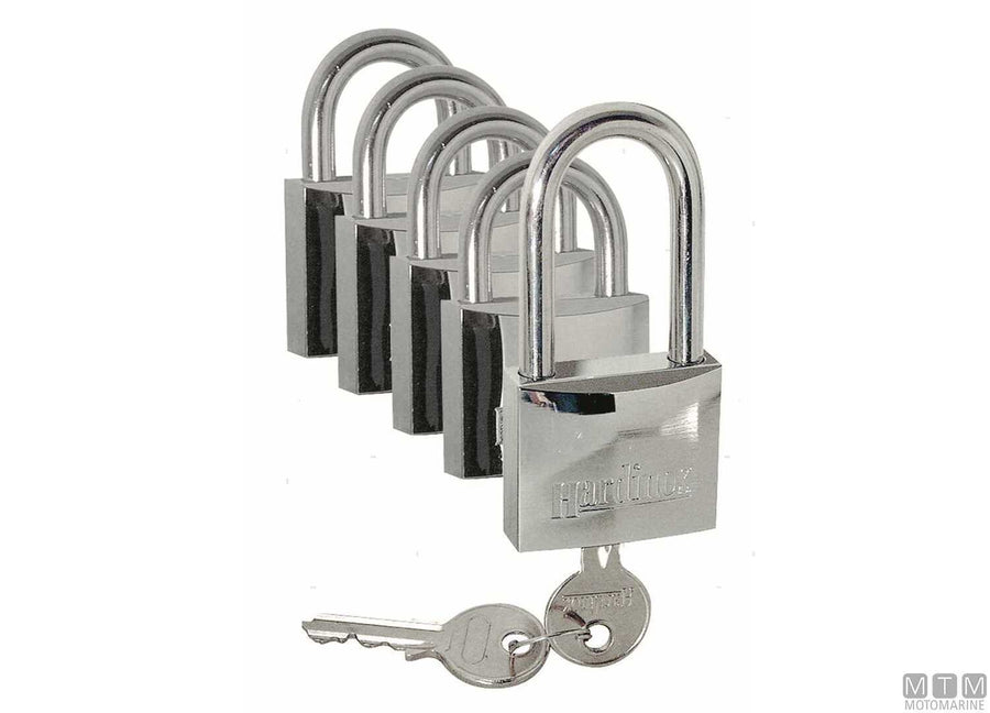 SET 5 LUCCHETTI HARDINOX 30MM CHIAVE UNIVERSALE