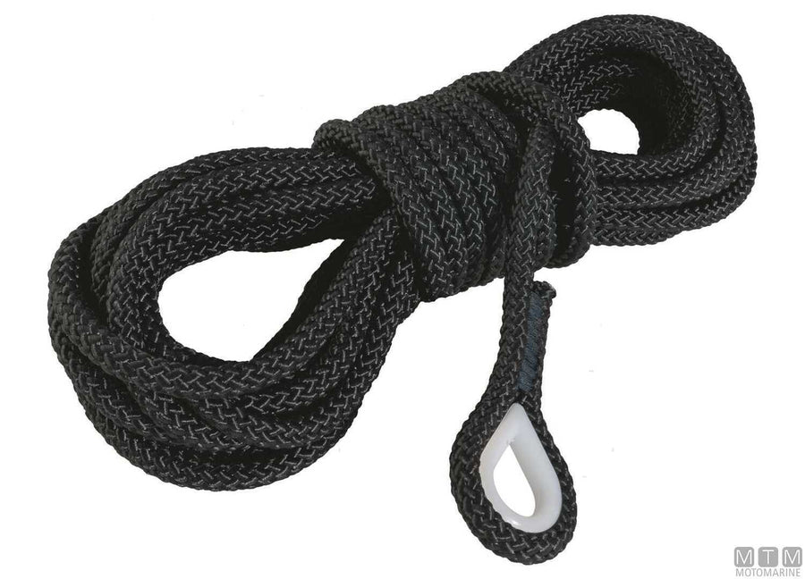 TRECCIA LAPO NERA IN POLIESTERE CON REDANCIA NYLON D. 8MM MT 30