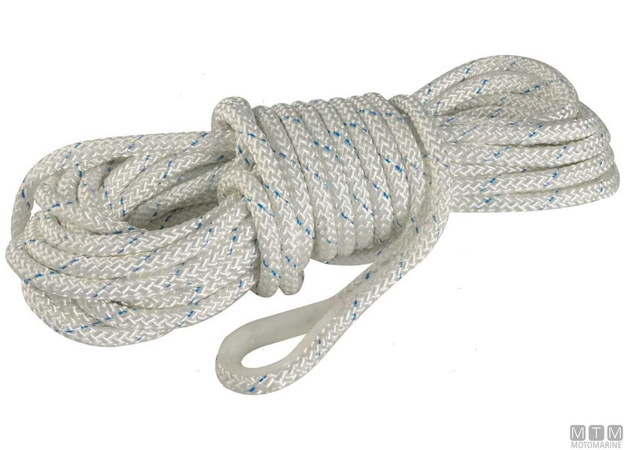 TRECCIA LAPO BIANCA IN POLIESTERE CON REDANCIA NYLON D. 8MM MT 30